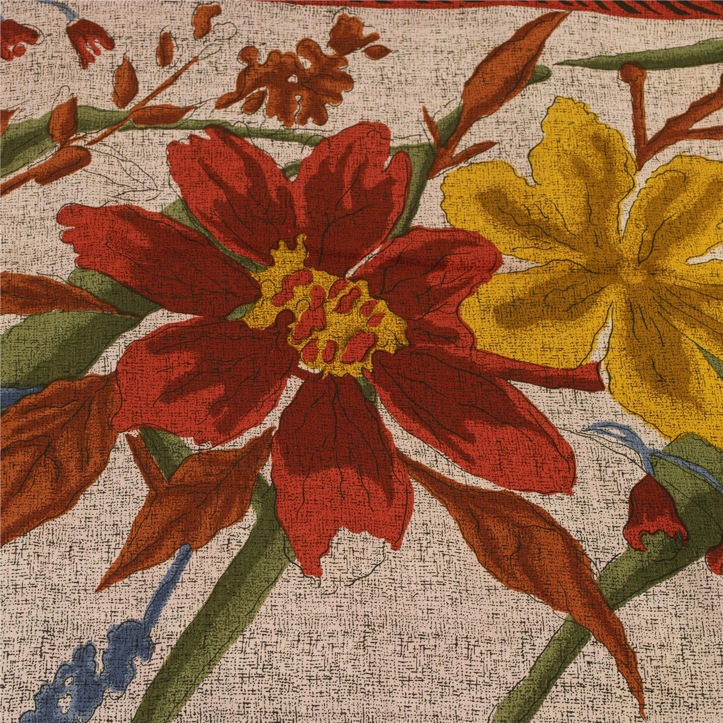 Sanskriti Vintage Sarees Ivory & Orange Pure Crepe Print Sari 5+yd Craft Fabric