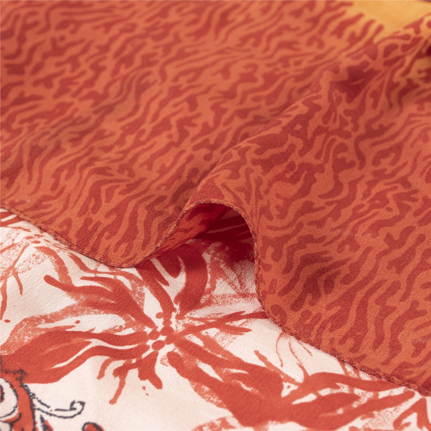 Sanskriti Vintage Sarees Ivory Pure Crepe Silk Printed Sari 5+yd Craft Fabric