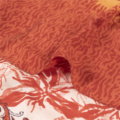 Sanskriti Vintage Sarees Ivory Pure Crepe Silk Printed Sari 5+yd Craft Fabric