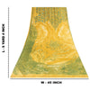 Sanskriti Vintage Sarees Yellow & Green Pure Crepe Print Sari 5+yd Craft Fabric