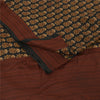 Sanskriti Vintage Sarees Black Pure Crepe Floral Printed Sari 5+yd Craft Fabric