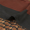 Sanskriti Vintage Sarees Black Pure Crepe Floral Printed Sari 5+yd Craft Fabric
