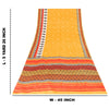 Sanskriti Vintage Sarees Yellow Pure Crepe Silk Printed Sari 5+yd Craft Fabric