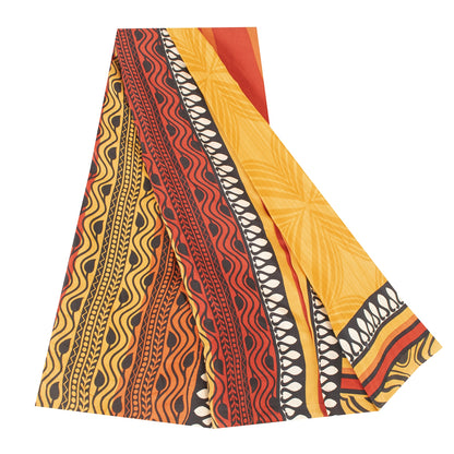 Sanskriti Vintage Sarees Yellow Pure Crepe Silk Printed Sari 5+yd Craft Fabric