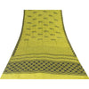 Sanskriti Vintage Sarees Green Pure Crepe Silk Printed Sari 5+yd Craft Fabric