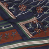 Sanskriti Vintage Sarees Blue Pure Crepe Silk Printed Sari 5+yd Craft Fabric