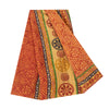 Sanskriti Vintage Sarees Orange Pure Crepe Silk Printed Sari 5+yd Craft Fabric