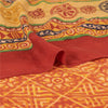 Sanskriti Vintage Sarees Orange Pure Crepe Silk Printed Sari 5+yd Craft Fabric