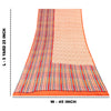 Sanskriti Vintage Sarees Red & Peach Pure Crepe Printed Sari 5+yd Craft Fabric