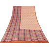 Sanskriti Vintage Sarees Red & Peach Pure Crepe Printed Sari 5+yd Craft Fabric