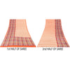 Sanskriti Vintage Sarees Red & Peach Pure Crepe Printed Sari 5+yd Craft Fabric