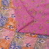 Sanskriti Vintage Sarees Pink 100%Pure Crepe Silk Printed Sari 5+yd Craft Fabric