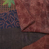 Sanskriti Vintage Sarees Brown Pure Crepe Silk Printed Sari 5+yd Craft Fabric
