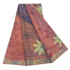 Sanskriti Vintage Sarees Brown Pure Crepe Silk Printed Sari 5+yd Craft Fabric