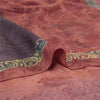 Sanskriti Vintage Sarees Brown Pure Crepe Silk Printed Sari 5+yd Craft Fabric