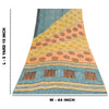 Sanskriti Vintage Sarees Blue Pure Crepe Floral Printed Sari 5+yd Craft Fabric
