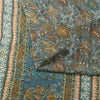 Sanskriti Vintage Sarees Blue Pure Crepe Print Embroidery Sari 5+yd Craft Fabric
