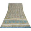 Sanskriti Vintage Sarees Blue Pure Crepe Print Embroidery Sari 5+yd Craft Fabric