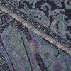 Sanskriti Vintage Sarees Blue Pure Crepe Paisley Printed Sari 5+yd Craft Fabric