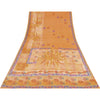 Sanskriti Vintage Sarees Orange Pure Crepe Floral Printed Sari 5+yd Craft Fabric