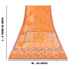 Sanskriti Vintage Sarees Orange Pure Crepe Floral Printed Sari 5+yd Craft Fabric