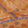 Sanskriti Vintage Sarees Orange Pure Crepe Floral Printed Sari 5+yd Craft Fabric