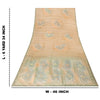 Sanskriti Vintage Sarees Peach Pure Crepe Hand Embroidered Sari 6+yd Fabric