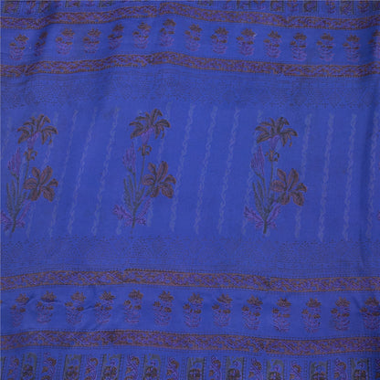 Sanskriti Vintage Sarees Green & Blue 100% Pure Crepe Floral Printed 5+YD Sari