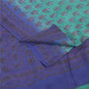 Sanskriti Vintage Sarees Green & Blue 100% Pure Crepe Floral Printed 5+YD Sari