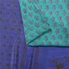 Sanskriti Vintage Sarees Green & Blue 100% Pure Crepe Floral Printed 5+YD Sari
