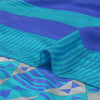 Sanskriti Vintage Sarees Blue 100% Pure Crepe Geometric Print 5+YD Textile Sari
