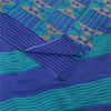 Sanskriti Vintage Sarees Blue 100% Pure Crepe Geometric Print 5+YD Textile Sari