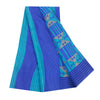 Sanskriti Vintage Sarees Blue 100% Pure Crepe Geometric Print 5+YD Textile Sari