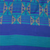 Sanskriti Vintage Sarees Blue 100% Pure Crepe Geometric Print 5+YD Textile Sari