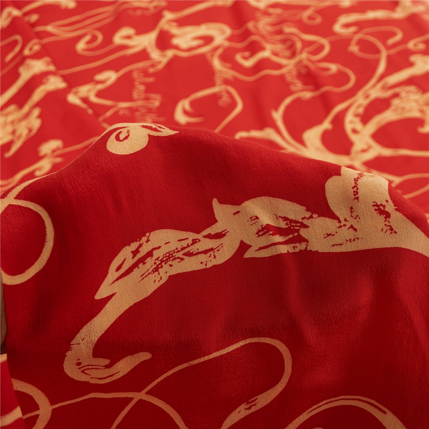 Sanskriti Vintage Sarees Red Pure Crepe Digital Printed Sari 5+yd Craft Fabric