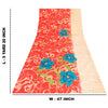 Sanskriti Vintage Sarees Red Pure Crepe Digital Printed Sari 5+yd Craft Fabric