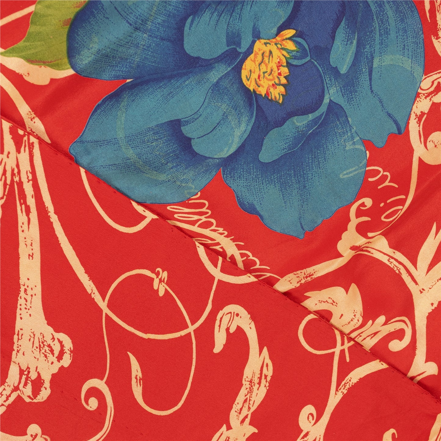 Sanskriti Vintage Sarees Red Pure Crepe Digital Printed Sari 5+yd Craft Fabric