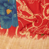 Sanskriti Vintage Sarees Red Pure Crepe Digital Printed Sari 5+yd Craft Fabric