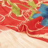 Sanskriti Vintage Sarees Red Pure Crepe Digital Printed Sari 5+yd Craft Fabric