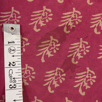 Sanskriti Vintage Saree Pink Pure Crepe Silk Hand Block Printed Sari 6+Yd Fabric