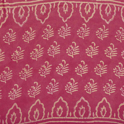 Sanskriti Vintage Saree Pink Pure Crepe Silk Hand Block Printed Sari 6+Yd Fabric