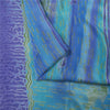 Sanskriti Vintage Sarees Blue-Purple Pure Crepe Abstract Print Sari 5+yd Fabric