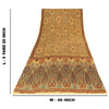Sanskriti Vintage Sarees Yellow Pure Crepe Silk Printed Sari 5+yd Craft Fabric