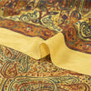 Sanskriti Vintage Sarees Yellow Pure Crepe Silk Printed Sari 5+yd Craft Fabric