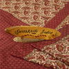 Sanskriti Vintage Sarees Red & Cream Pure Crepe Printed Sari 5+yd Craft Fabric