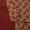 Sanskriti Vintage Sarees Red & Cream Pure Crepe Printed Sari 5+yd Craft Fabric