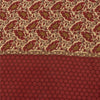 Sanskriti Vintage Sarees Red & Cream Pure Crepe Printed Sari 5+yd Craft Fabric
