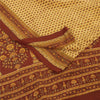 Sanskriti Vintage Sarees Pale Yellow Pure Crepe Printed Sari 5+yd Craft Fabric