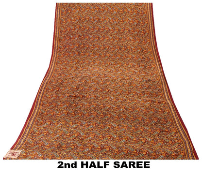 Sanskriti Vintage Sarees Indian Multi Pure Crepe Silk Printed Sari Craft Sustainable Fabric