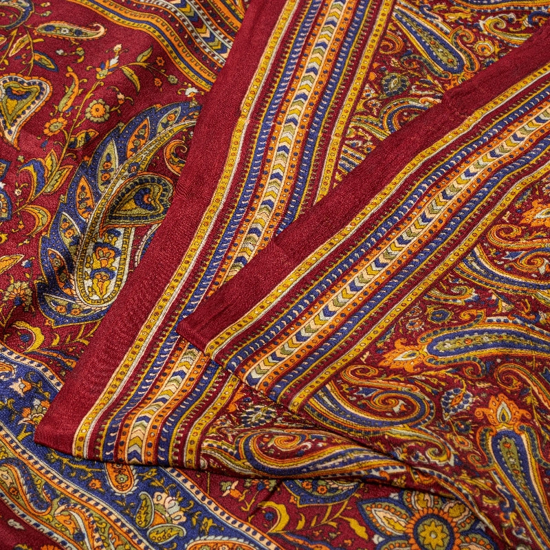 Sanskriti Vintage Sarees Indian Multi Pure Crepe Silk Printed Sari Craft Sustainable Fabric